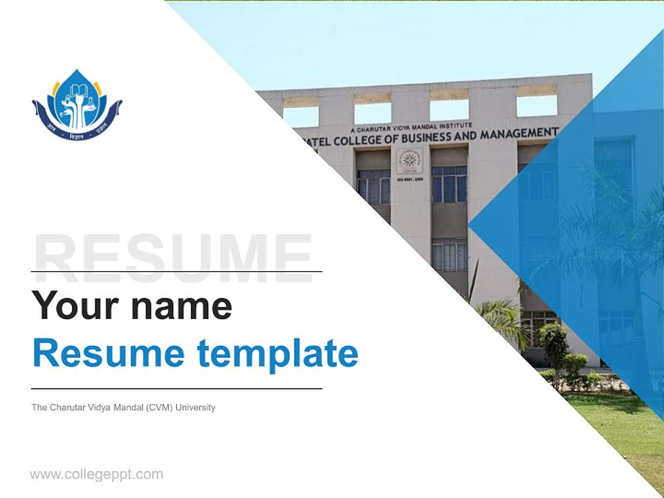 The Charutar Vidya Mandal (CVM) University Resume PPT Template4:3 ratio PPT effect preview image5