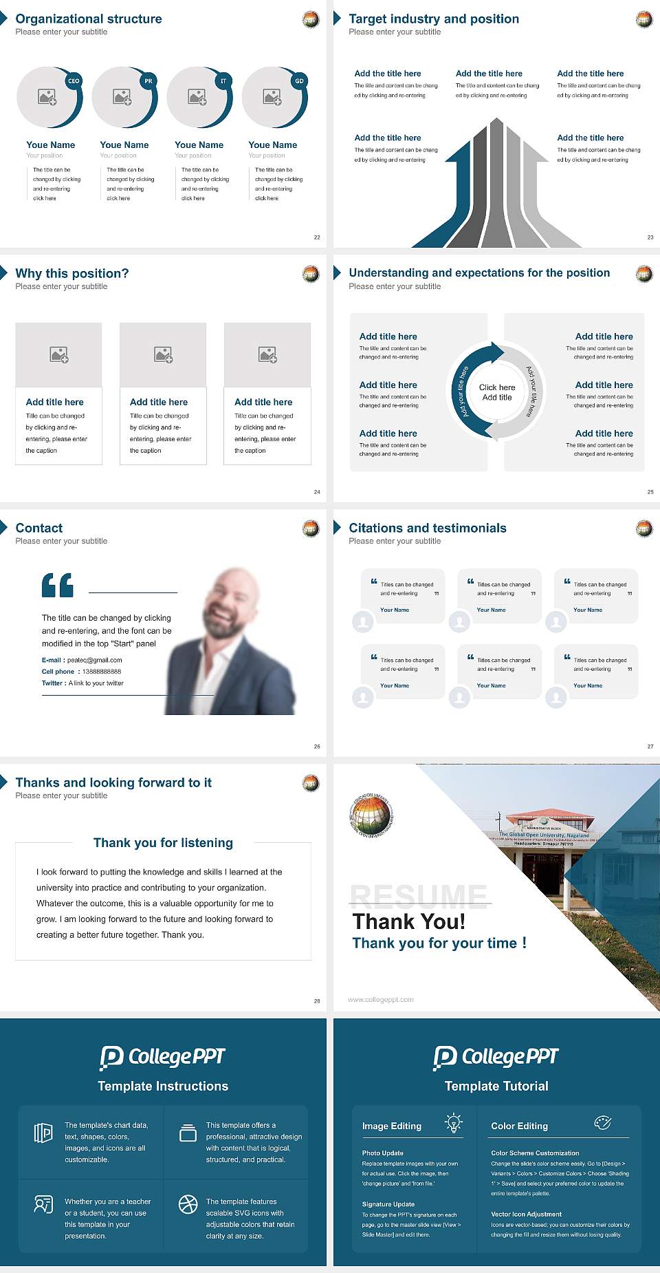 The Global Open University Resume PPT Template4:3 ratio PPT effect preview image4