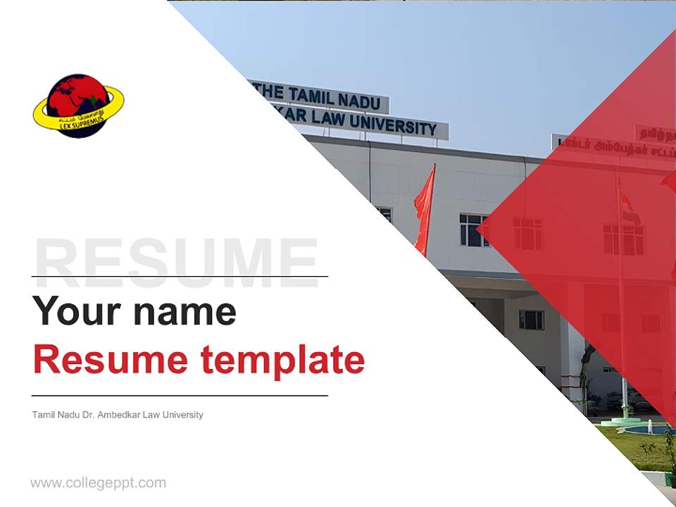 Tamil Nadu Dr. Ambedkar Law University Resume PPT Template4:3 ratio PPT effect preview image5