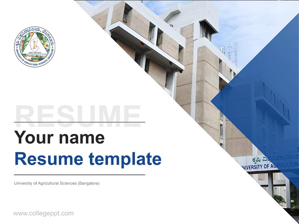 University of Agricultural Sciences (Bangalore) Resume PPT Template4:3 ratio PPT effect preview image5