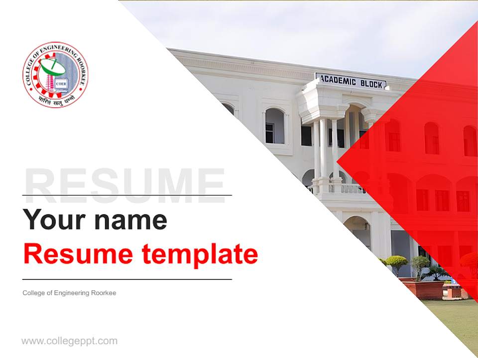 College of Engineering Roorkee Resume PPT Template4:3 ratio PPT effect preview image5