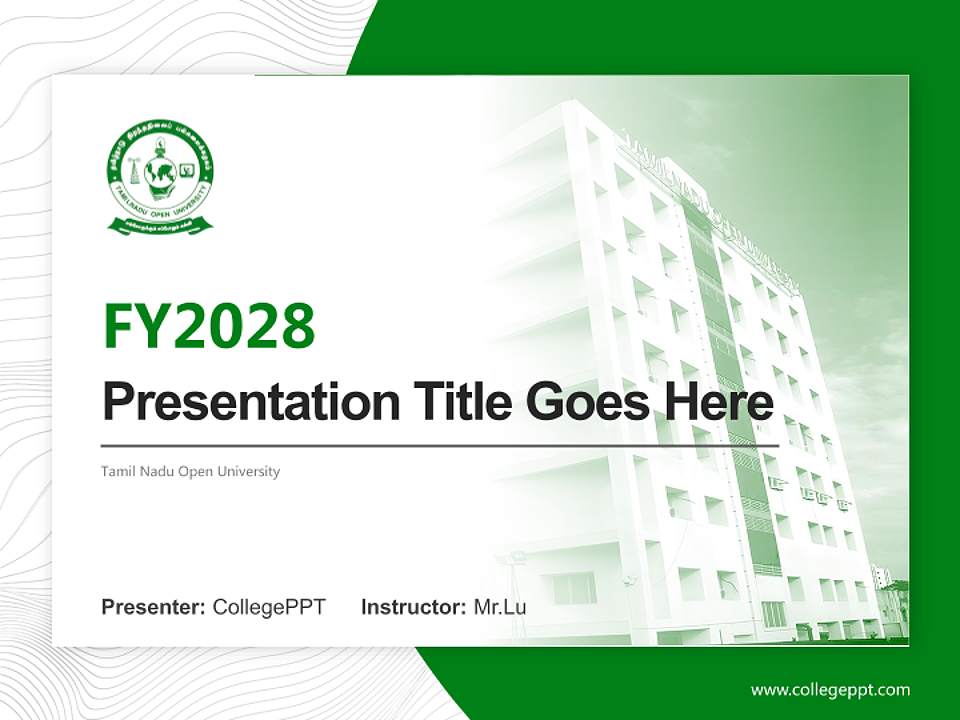 Tamil Nadu Open University Academic Presentation/Research Findings Report PPT Template4:3 ratio PPT effect preview image5