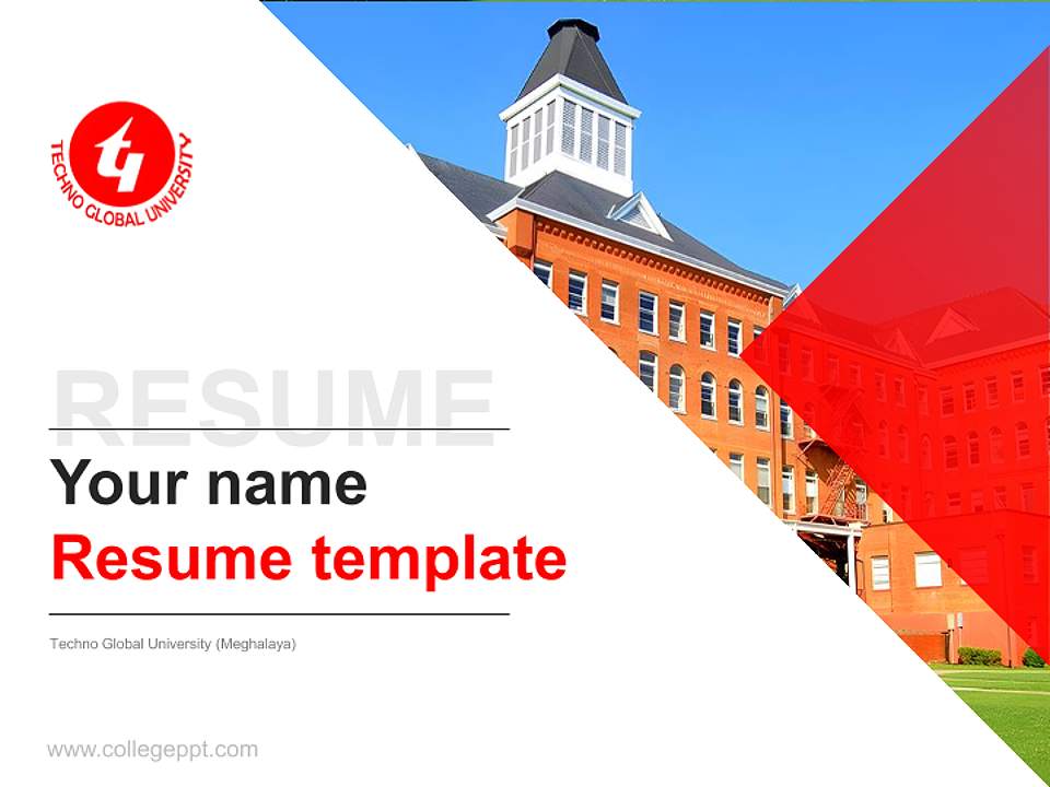 Techno Global University (Meghalaya) Resume PPT Template4:3 ratio PPT effect preview image5