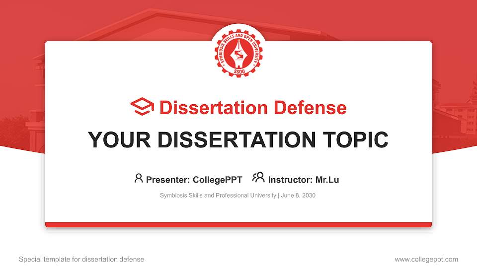 Symbiosis Skills and Professional University Graduation Thesis Defense PPT Template16:9 ratio PPT effect preview image