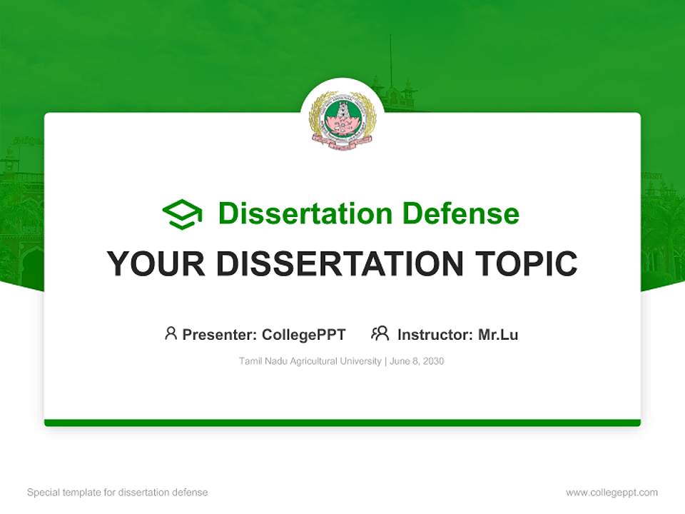 Tamil Nadu Agricultural University Graduation Thesis Defense PPT Template4:3 ratio PPT effect preview image7