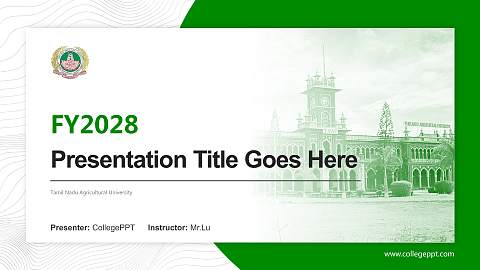 Tamil Nadu Agricultural University Academic Presentation/Research Findings Report PPT Template