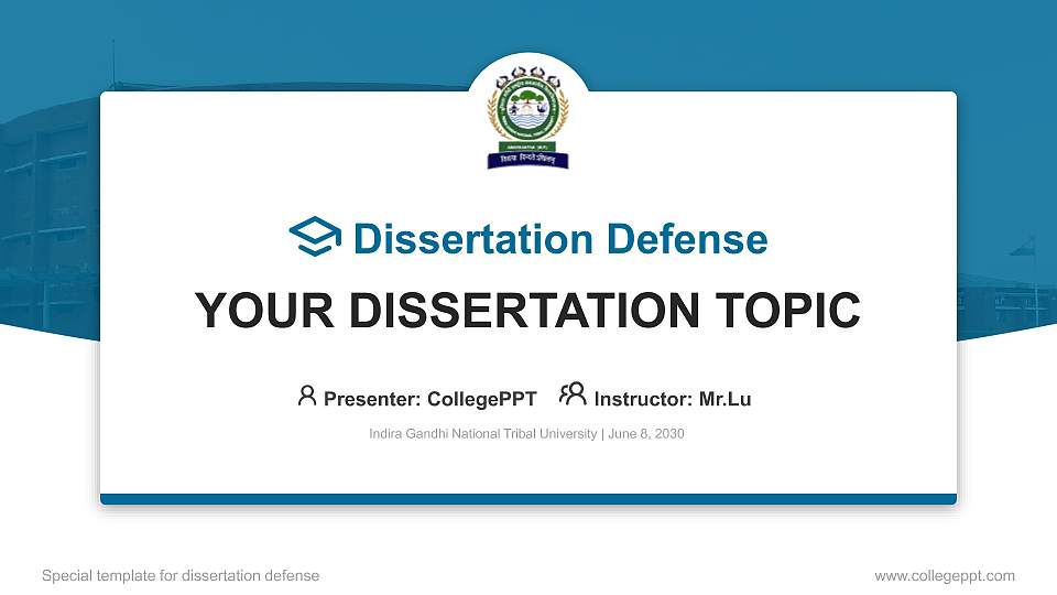 Indira Gandhi National Tribal University Graduation Thesis Defense PPT Template16:9 ratio PPT effect preview image
