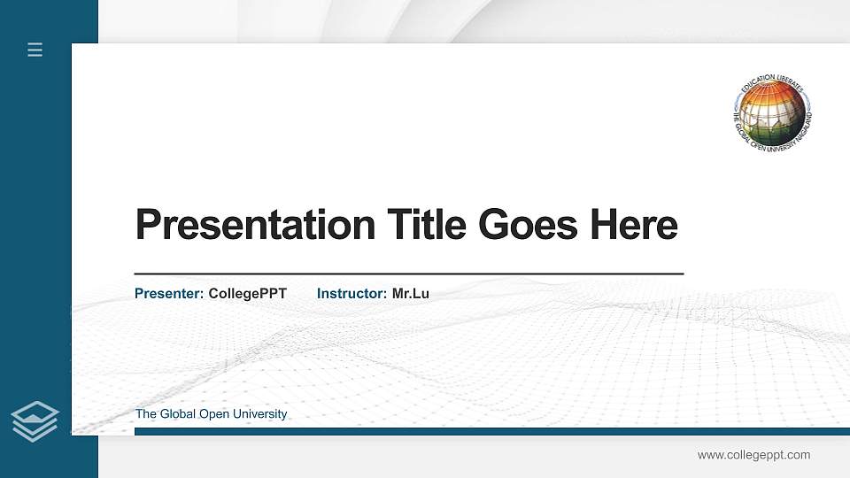 The Global Open University Thesis Proposal/Graduation Defense PPT Template16:9 ratio PPT effect preview image