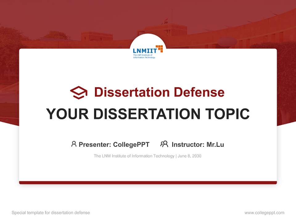 The LNM Institute of Information Technology Graduation Thesis Defense PPT Template4:3 ratio PPT effect preview image7