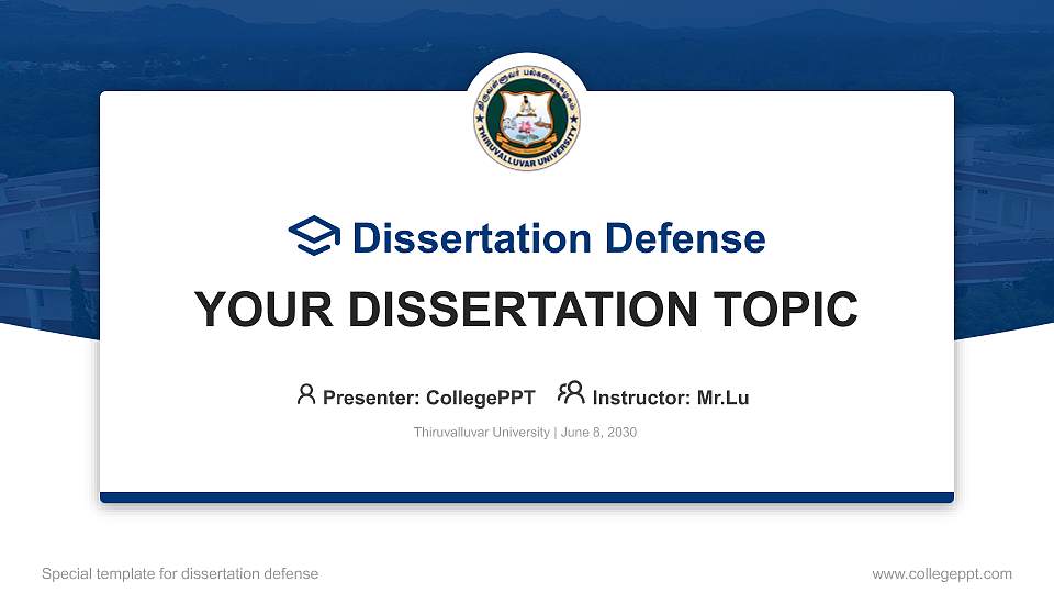 Thiruvalluvar University Graduation Thesis Defense PPT Template16:9 ratio PPT effect preview image