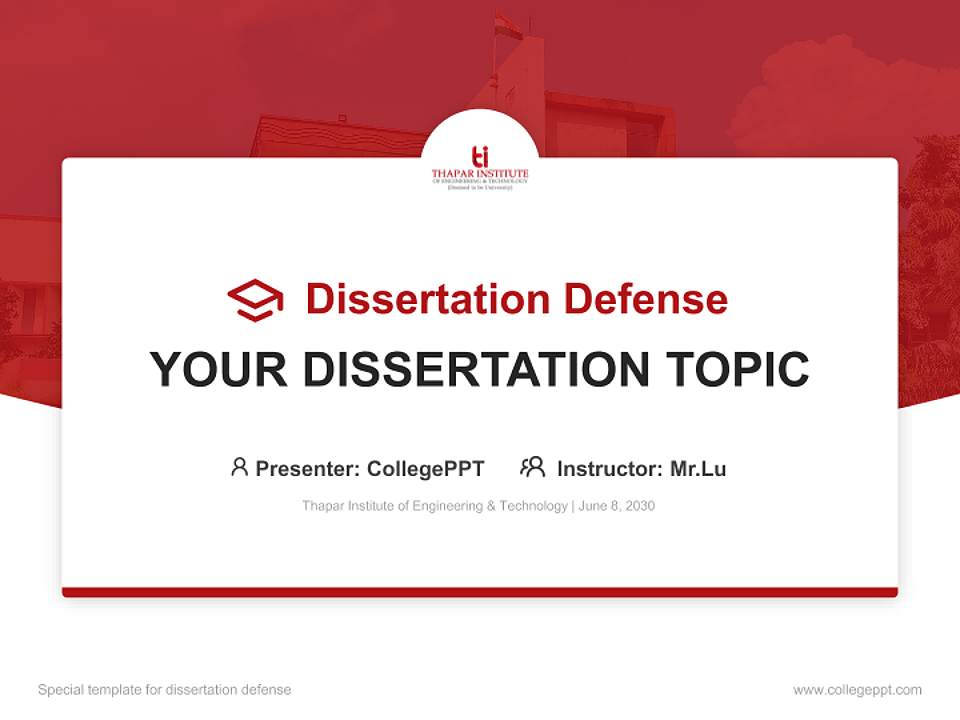 Thapar Institute of Engineering & Technology Graduation Thesis Defense PPT Template4:3 ratio PPT effect preview image7