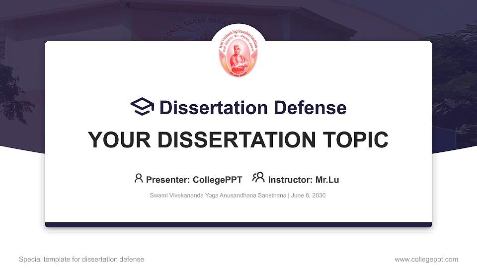 Swami Vivekananda Yoga Anusandhana Sansthana Graduation Thesis Defense PPT Template16:9 ratio PPT effect preview image1