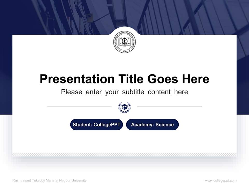 Rashtrasant Tukadoji Maharaj Nagpur University National Scholarship Defense PPT Template4:3 ratio PPT effect preview image4