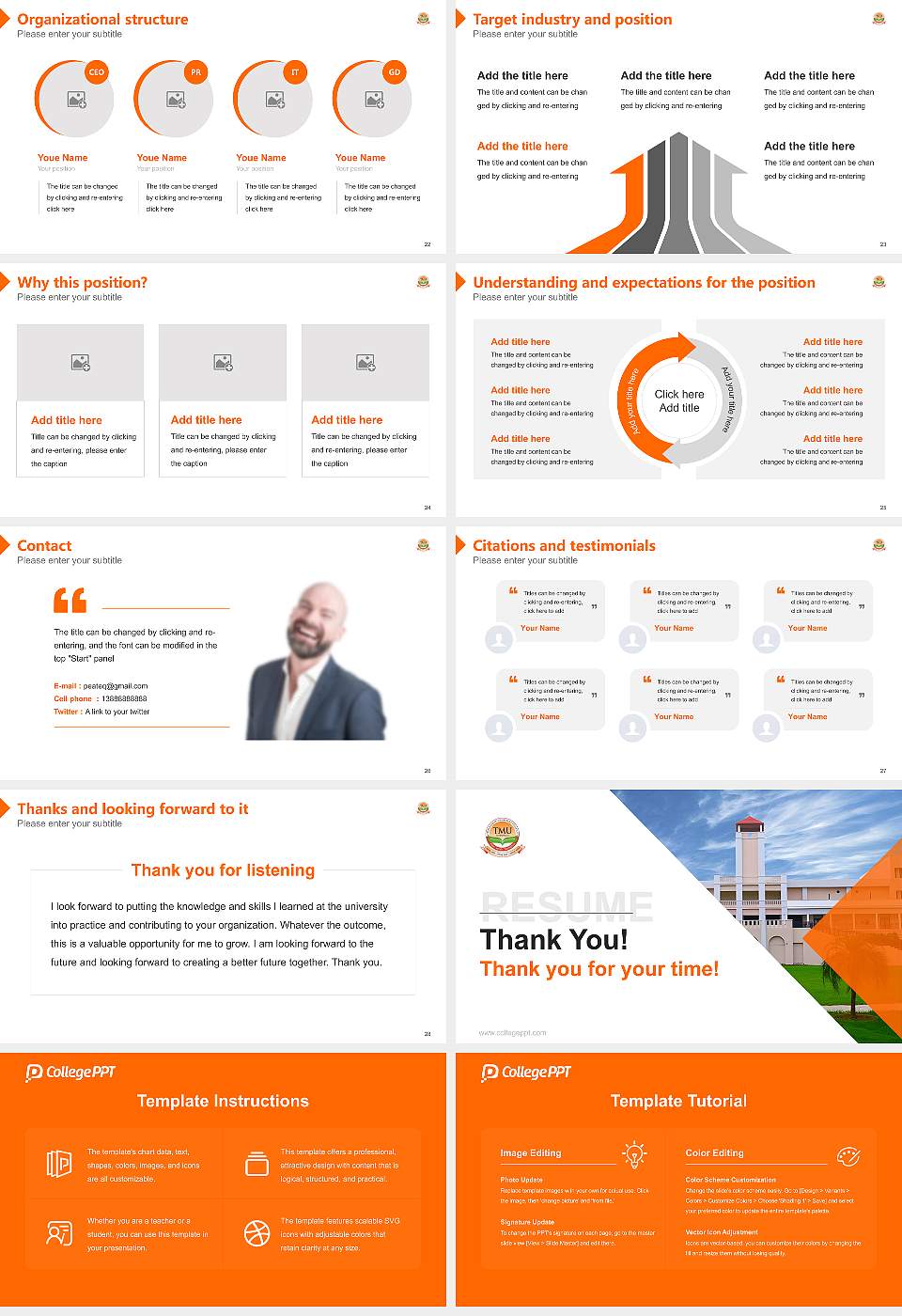 Teerthanker Mahaveer University Resume PPT Template16:9 ratio PPT effect preview image4