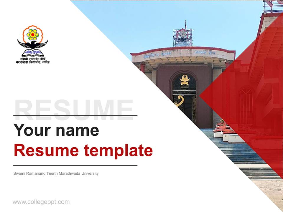 Swami Ramanand Teerth Marathwada University Resume PPT Template4:3 ratio PPT effect preview image5