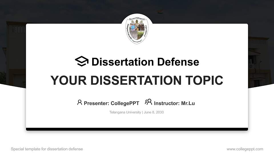 Telangana University Graduation Thesis Defense PPT Template16:9 ratio PPT effect preview image1
