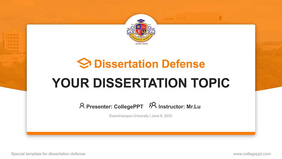 Swaminarayan University Graduation Thesis Defense PPT Template16:9 ratio PPT effect preview image