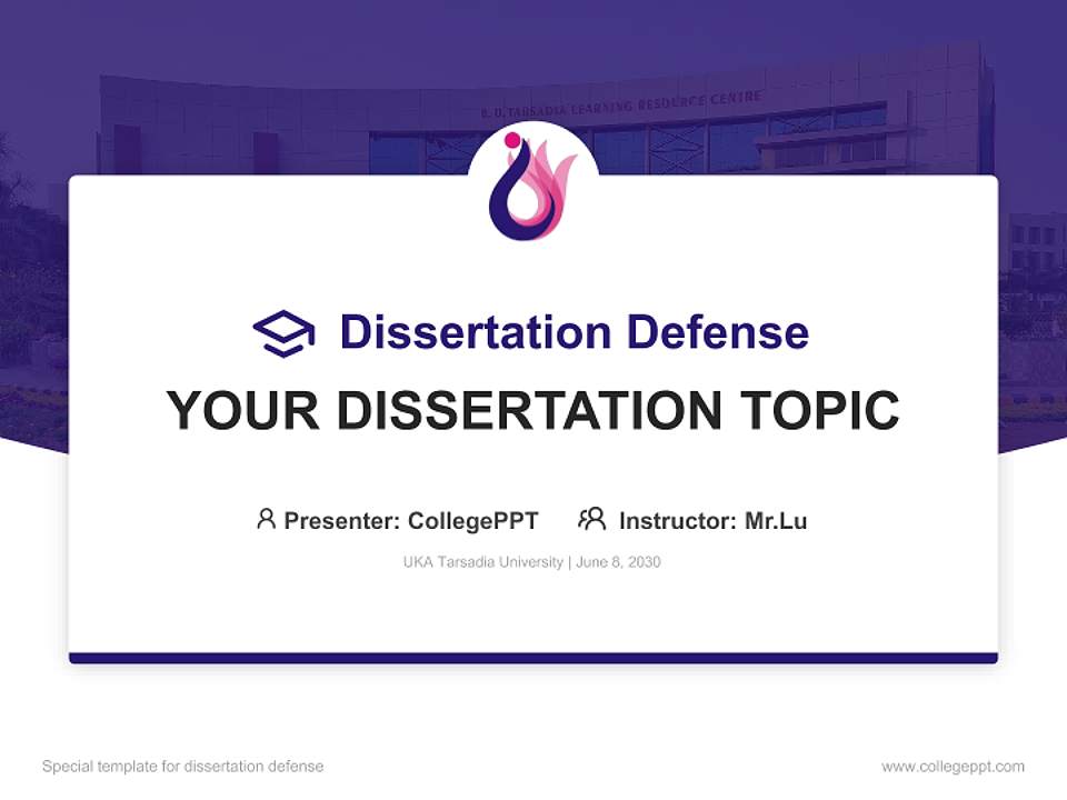 UKA Tarsadia University Graduation Thesis Defense PPT Template4:3 ratio PPT effect preview image7