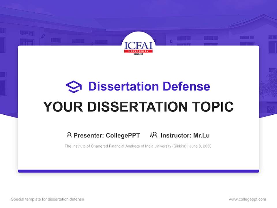 The Institute of Chartered Financial Analysts of India University (Sikkim) Graduation Thesis Defense PPT Template4:3 ratio PPT effect preview image7