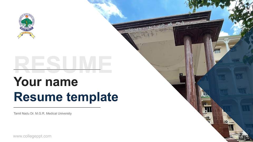 Tamil Nadu Dr. M.G.R. Medical University Resume PPT Template16:9 ratio PPT effect preview image