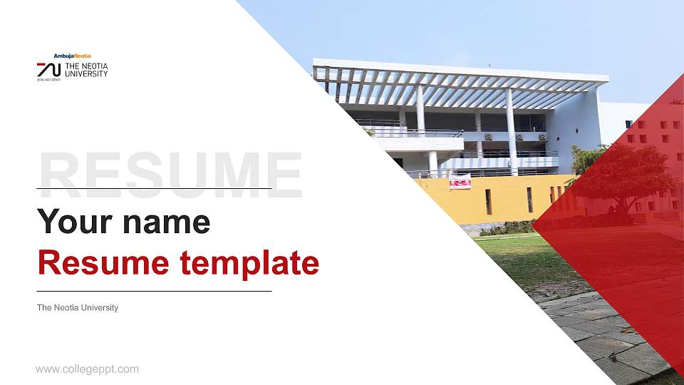 The Neotia University Resume PPT Template16:9 ratio PPT effect preview image