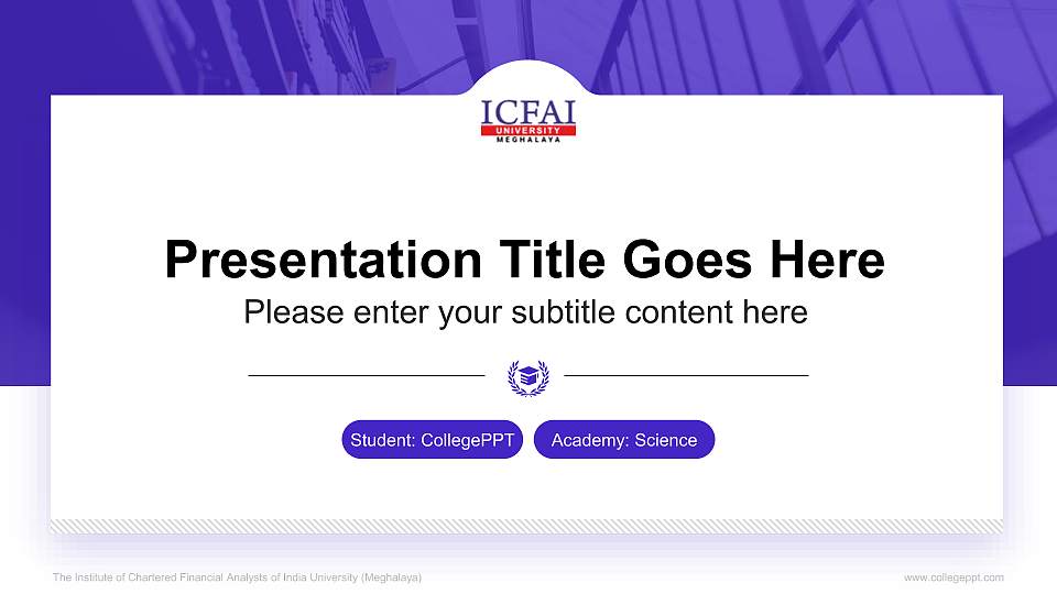 The Institute of Chartered Financial Analysts of India University (Meghalaya) National Scholarship Defense PPT Template16:9 ratio PPT effect preview image