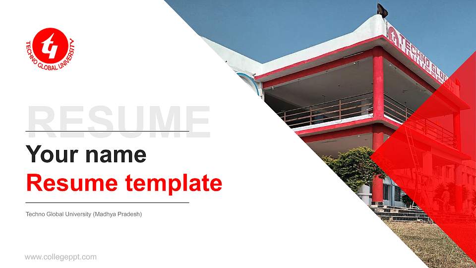 Techno Global University (Madhya Pradesh) Resume PPT Template16:9 ratio PPT effect preview image