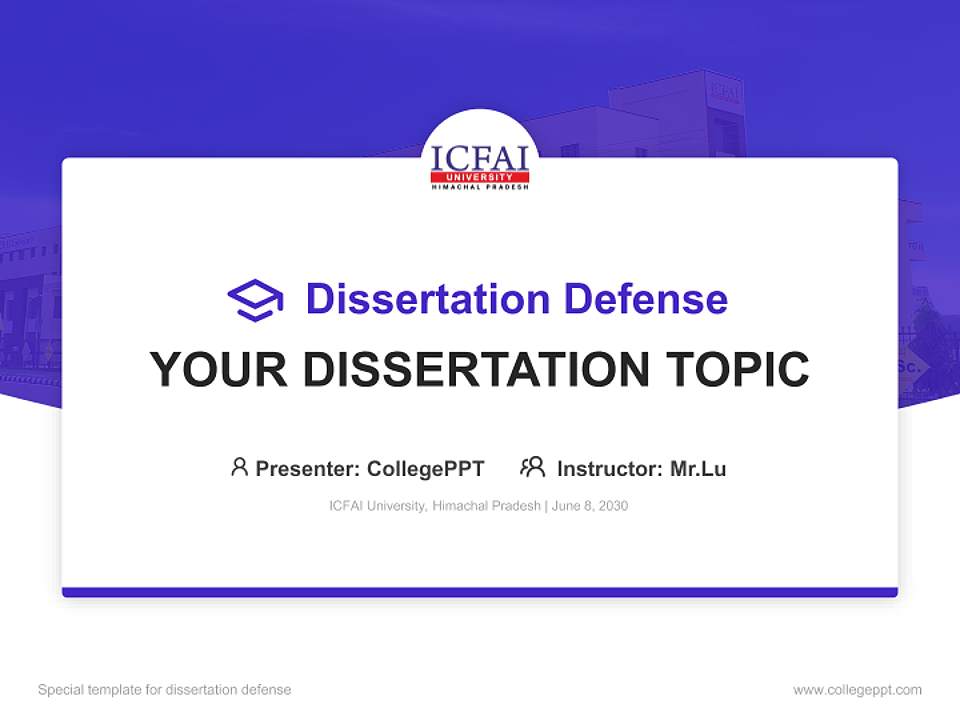 ICFAI University, Himachal Pradesh Graduation Thesis Defense PPT Template4:3 ratio PPT effect preview image7