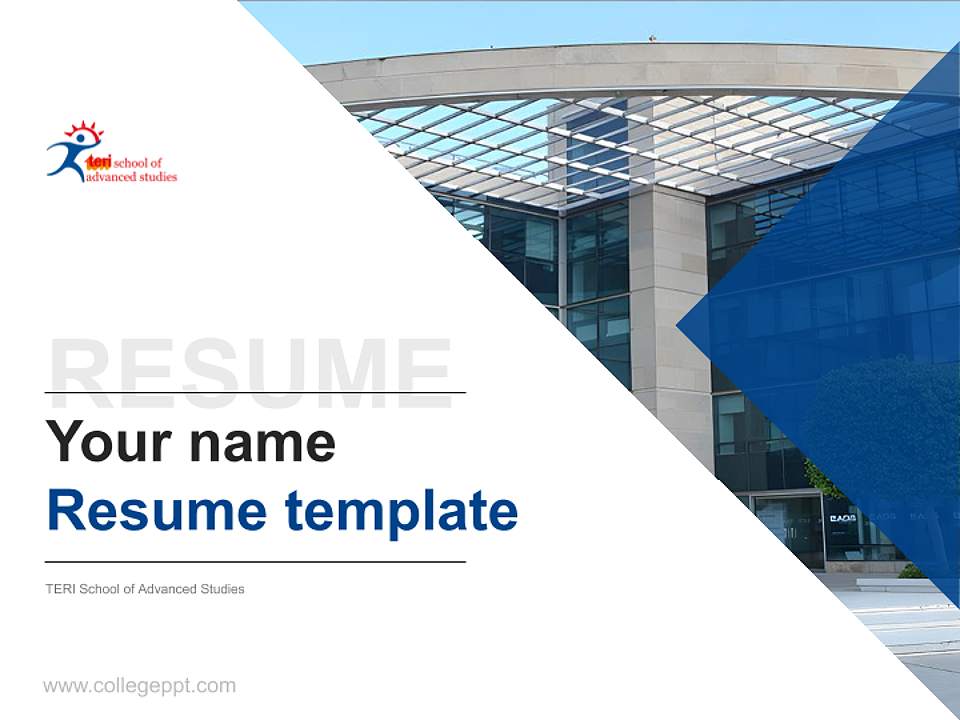 TERI School of Advanced Studies Resume PPT Template4:3 ratio PPT effect preview image5
