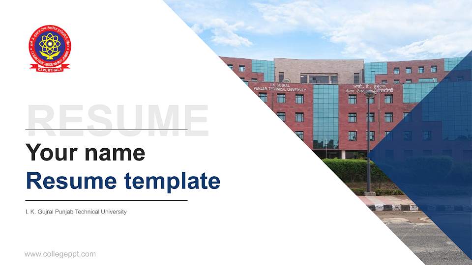 I. K. Gujral Punjab Technical University Resume PPT Template16:9 ratio PPT effect preview image