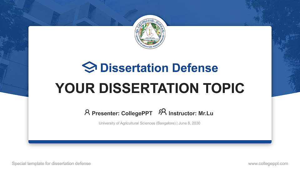 University of Agricultural Sciences (Bangalore) Graduation Thesis Defense PPT Template16:9 ratio PPT effect preview image