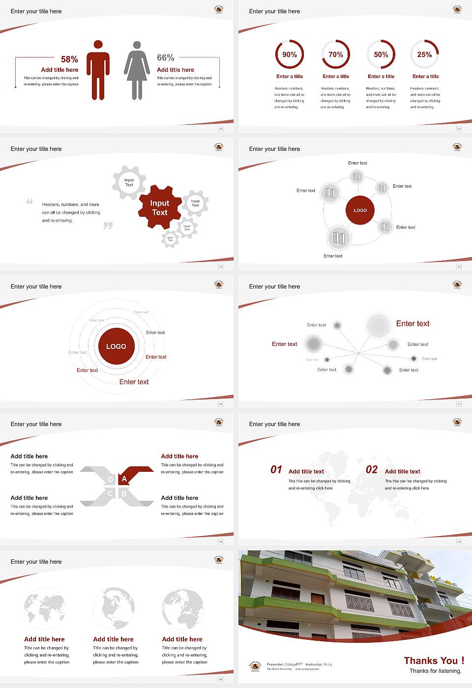 The Global University Course/Courseware Creation PPT Template16:9 ratio PPT effect preview image4