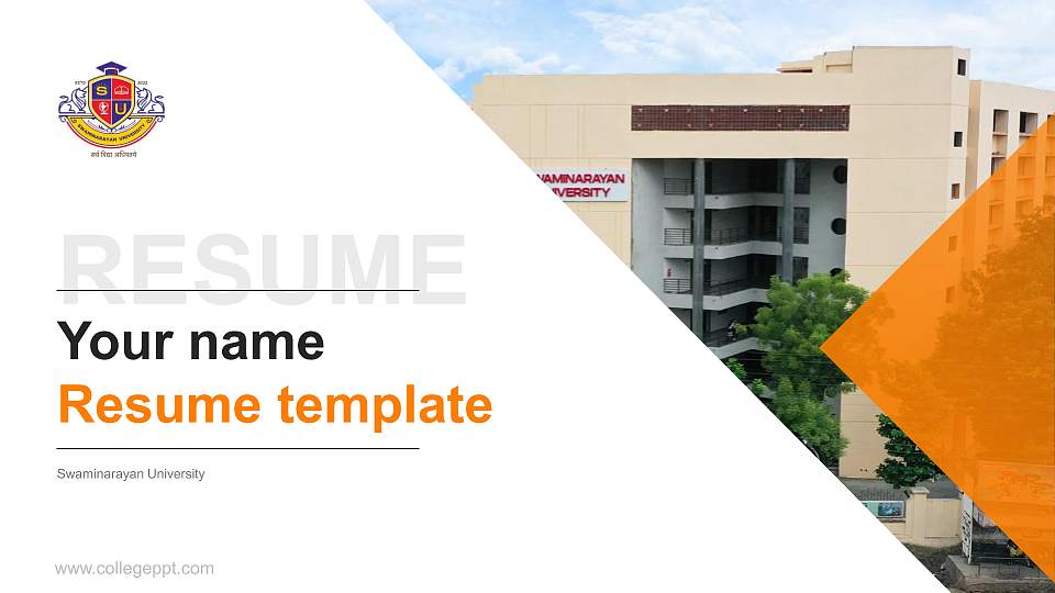 Swaminarayan University Resume PPT Template16:9 ratio PPT effect preview image