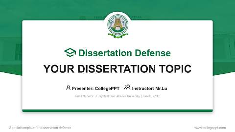 Tamil Nadu Dr. J. Jayalalithaa Fisheries University Graduation Thesis Defense PPT Template