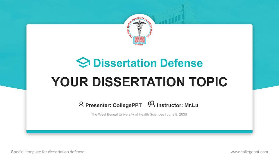 The West Bengal University of Health Sciences Graduation Thesis Defense PPT Template16:9 ratio PPT effect preview image