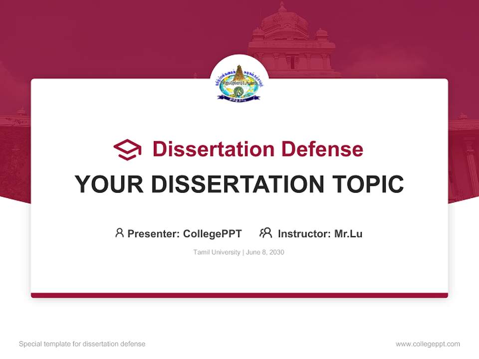 Tamil University Graduation Thesis Defense PPT Template4:3 ratio PPT effect preview image7