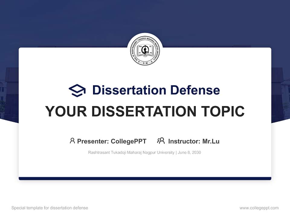 Rashtrasant Tukadoji Maharaj Nagpur University Graduation Thesis Defense PPT Template4:3 ratio PPT effect preview image7