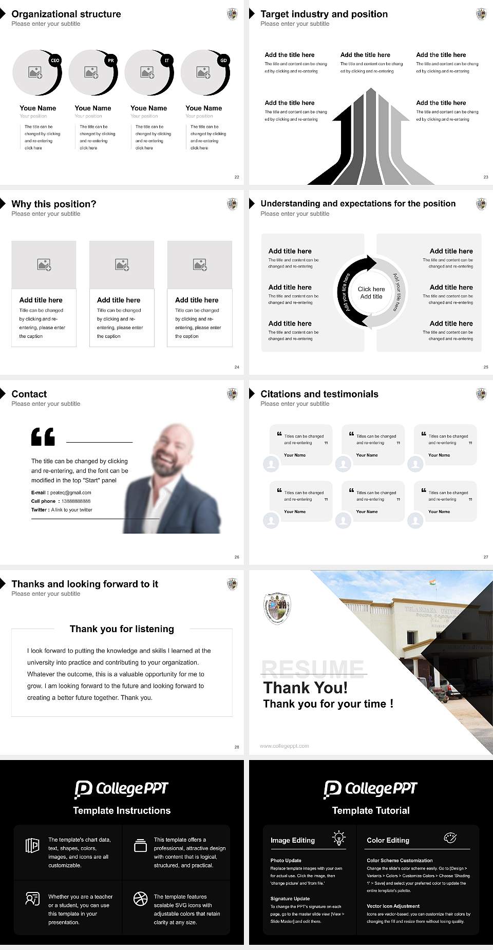 Telangana University Resume PPT Template4:3 ratio PPT effect preview image4