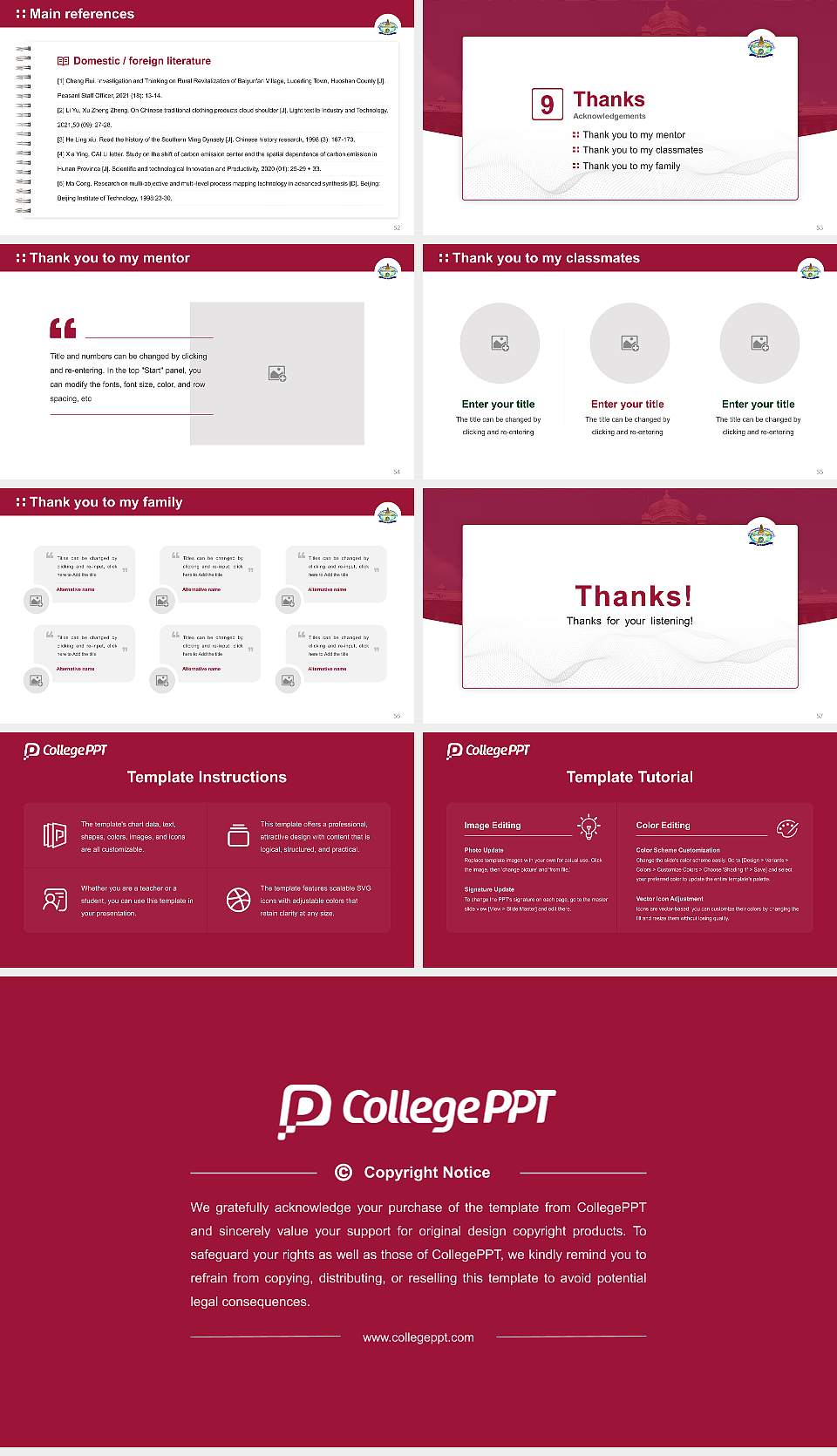 Tamil University Graduation Thesis Defense PPT Template16:9 ratio PPT effect preview image7