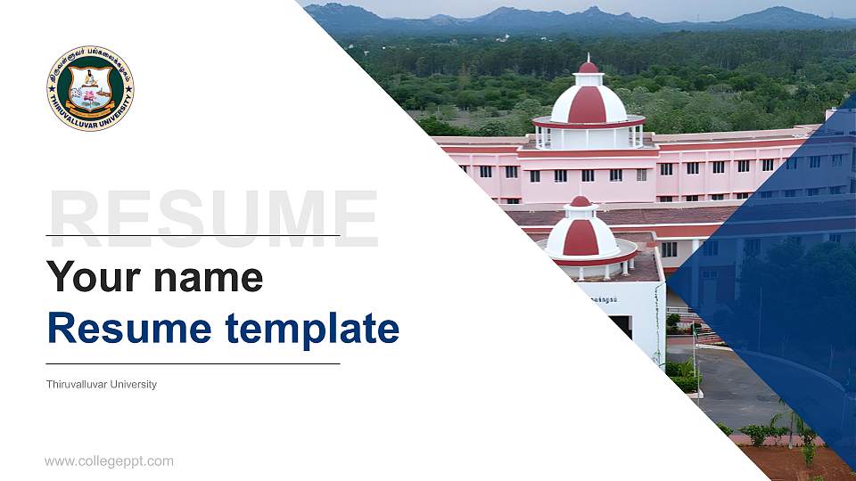 Thiruvalluvar University Resume PPT Template16:9 ratio PPT effect preview image