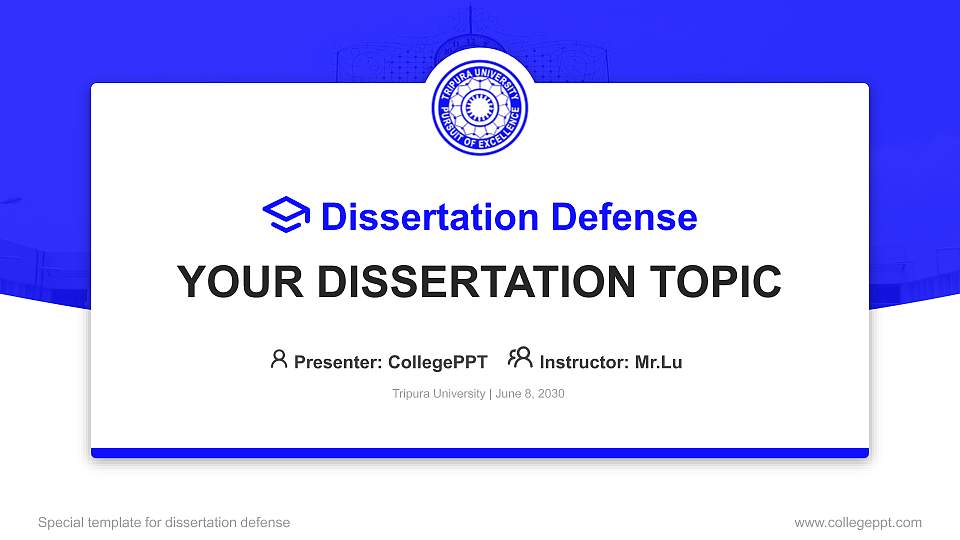 Tripura University Graduation Thesis Defense PPT Template16:9 ratio PPT effect preview image