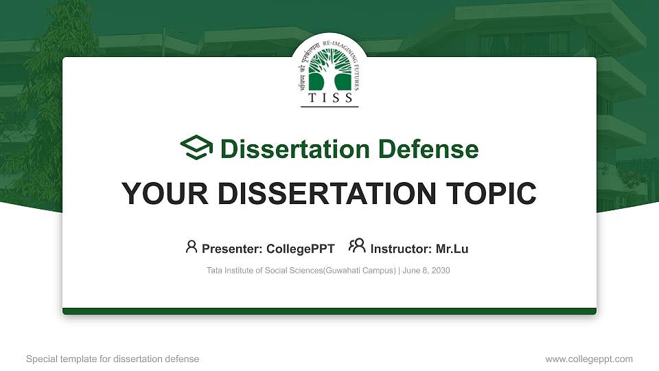Tata Institute of Social Sciences(Guwahati Campus) Graduation Thesis Defense PPT Template16:9 ratio PPT effect preview image