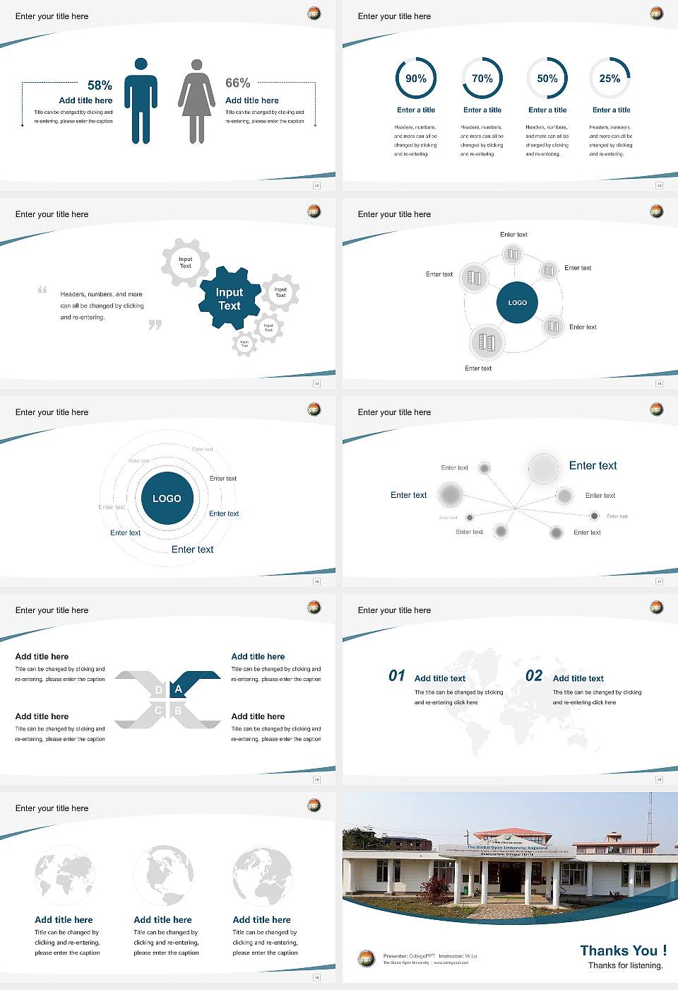 The Global Open University Course/Courseware Creation PPT Template16:9 ratio PPT effect preview image4