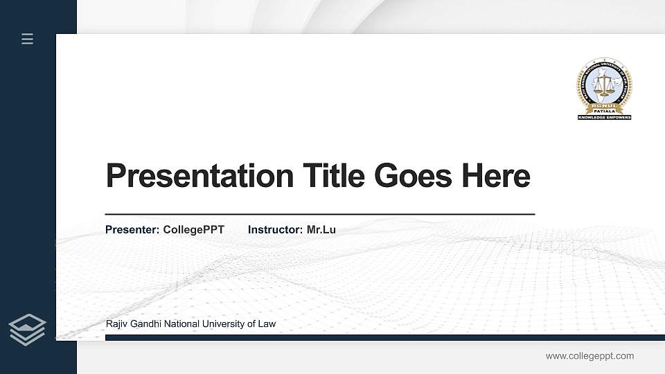 Rajiv Gandhi National University of Law Thesis Proposal/Graduation Defense PPT Template16:9 ratio PPT effect preview image