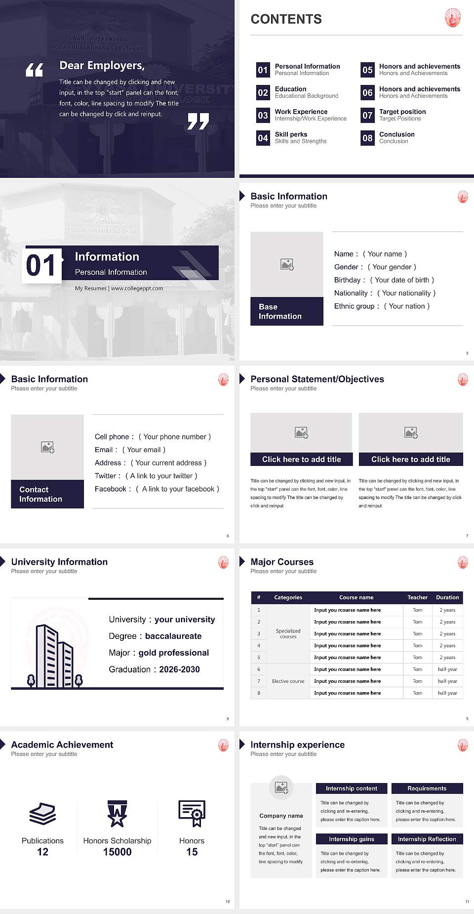 Swami Vivekananda Yoga Anusandhana Sansthana Resume PPT Template4:3 ratio PPT effect preview image2