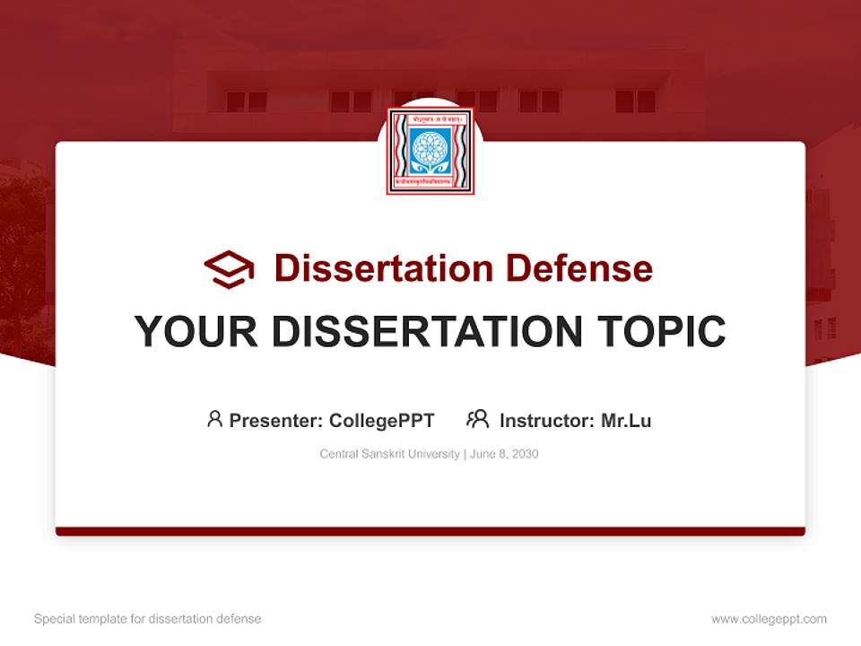 Central Sanskrit University Graduation Thesis Defense PPT Template4:3 ratio PPT effect preview image7