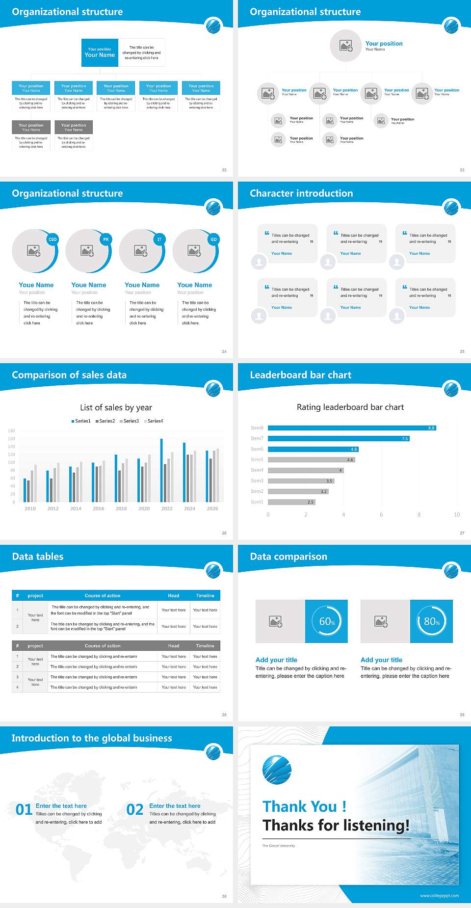 The Glocal University Academic Presentation/Research Findings Report PPT Template4:3 ratio PPT effect preview image4