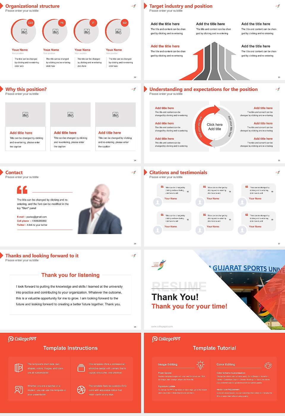 Swarnim Gujarat Sports University Resume PPT Template16:9 ratio PPT effect preview image4