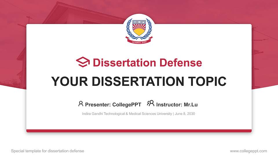 Indira Gandhi Technological & Medical Sciences University Graduation Thesis Defense PPT Template16:9 ratio PPT effect preview image1
