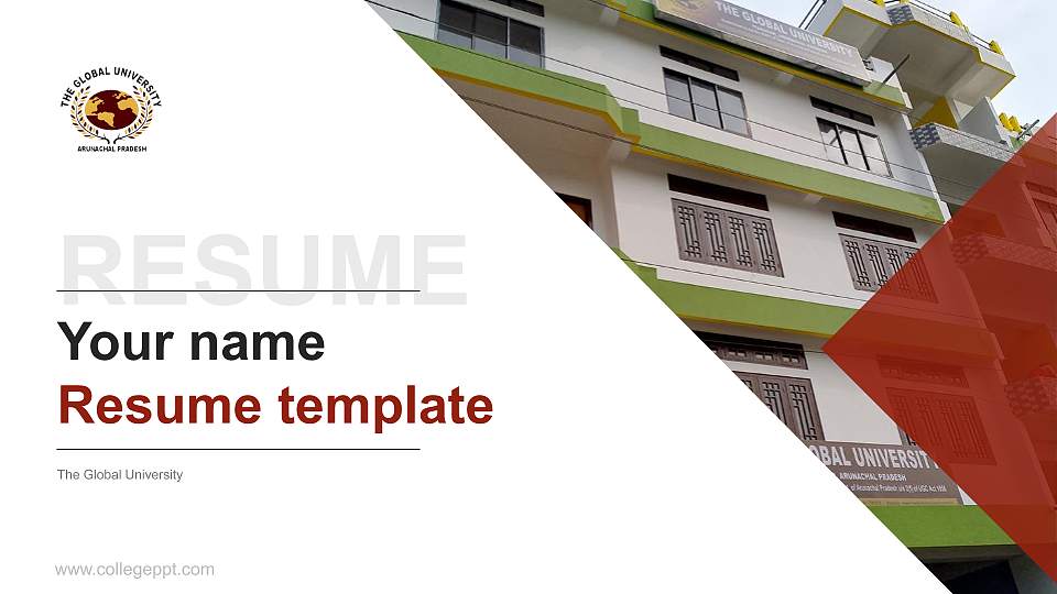 The Global University Resume PPT Template16:9 ratio PPT effect preview image
